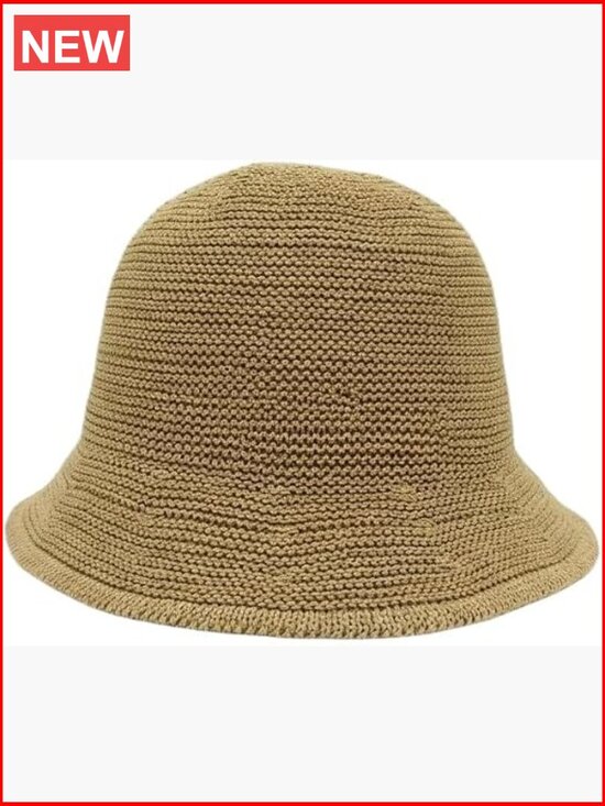 Women Straw Bucket Hat Knitted Paper Foldable Sun Hat Travel Beach UV Protection